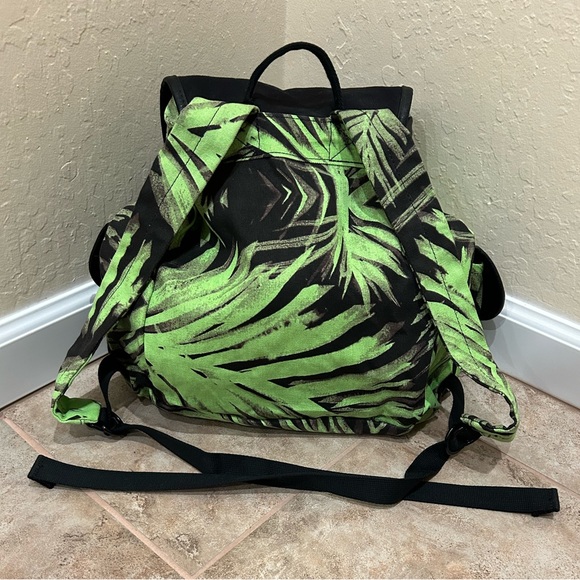 BOGO ☀️ Canvas Hurley Backpack in Bright Green Tropical Print - Picture 11 of 14